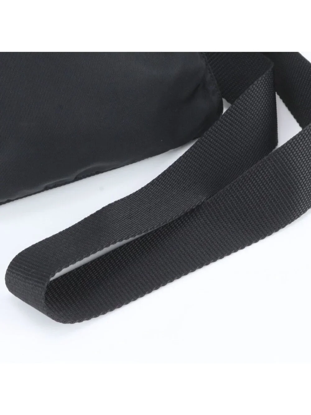 Prada Tessuto Nylon Triangle Logo Leather Shoulder Bag Crossbody Black
